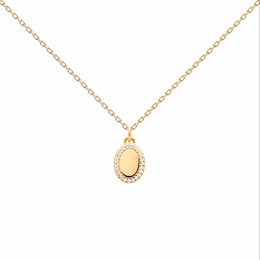 PDPAOLA™ at Zales Cubic Zirconia Frame Oval Pendant in Sterling Silver with 18K Gold Plate – 21.65&quot;