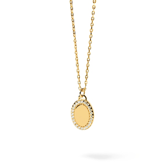 PDPAOLAâ¢ at Zales Cubic Zirconia Frame Oval Pendant in Sterling Silver with 18K Gold Plate â 21.65"