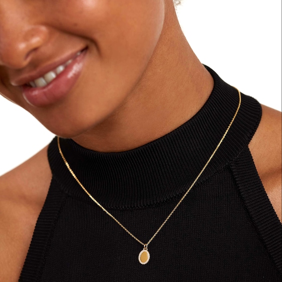 PDPAOLAâ¢ at Zales Cubic Zirconia Frame Oval Pendant in Sterling Silver with 18K Gold Plate â 21.65"