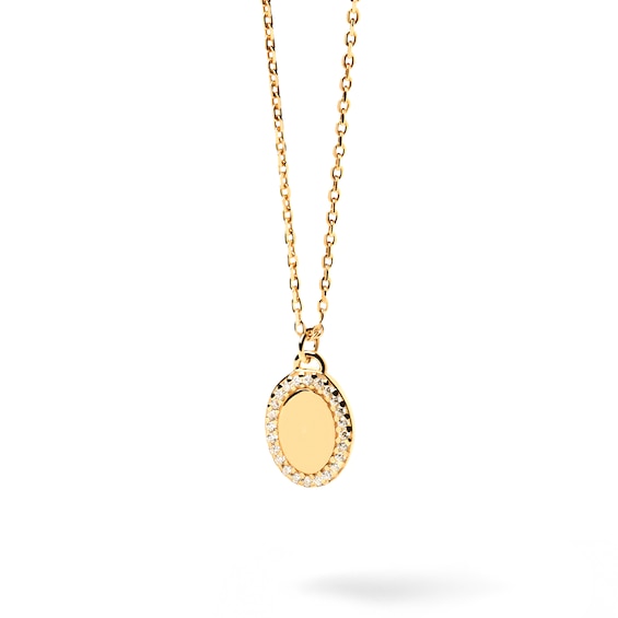 PDPAOLAâ¢ at Zales Cubic Zirconia Frame Oval Pendant in Sterling Silver with 18K Gold Plate â 21.65"