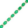 Thumbnail Image 1 of Oval Emerald and 1/6 CT. T.W. Diamond Alternating Line Bracelet in 10K Gold