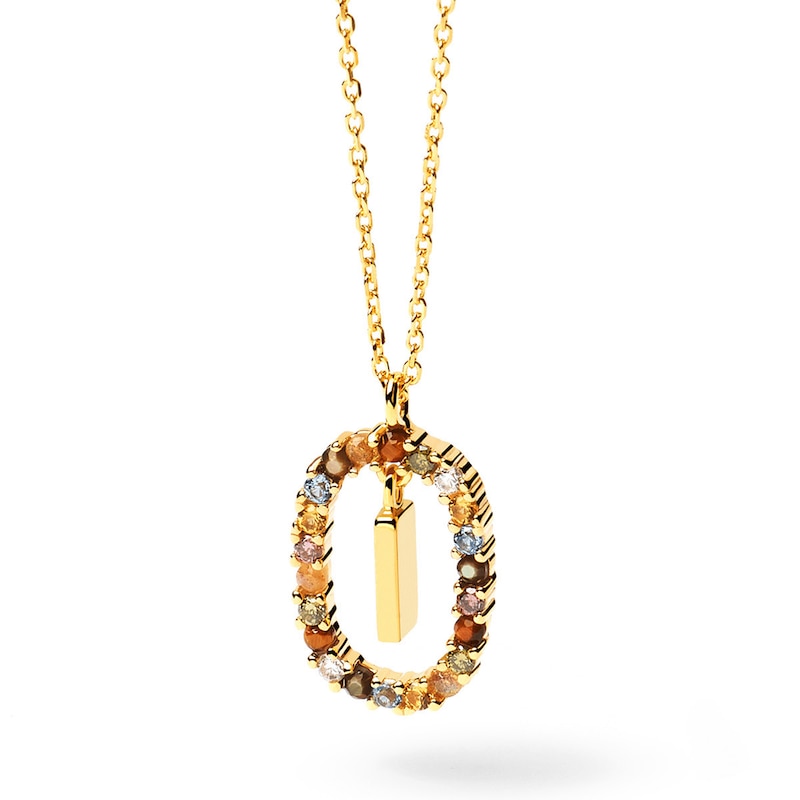 Main Image 1 of PDPAOLA™ at Zales Multi-Color "I" Pendant in Sterling Silver with 18K Gold Plate