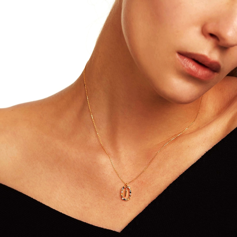 Main Image 2 of PDPAOLA™ at Zales Multi-Color "I" Pendant in Sterling Silver with 18K Gold Plate