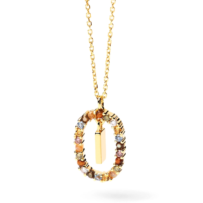 Main Image 3 of PDPAOLA™ at Zales Multi-Color "I" Pendant in Sterling Silver with 18K Gold Plate