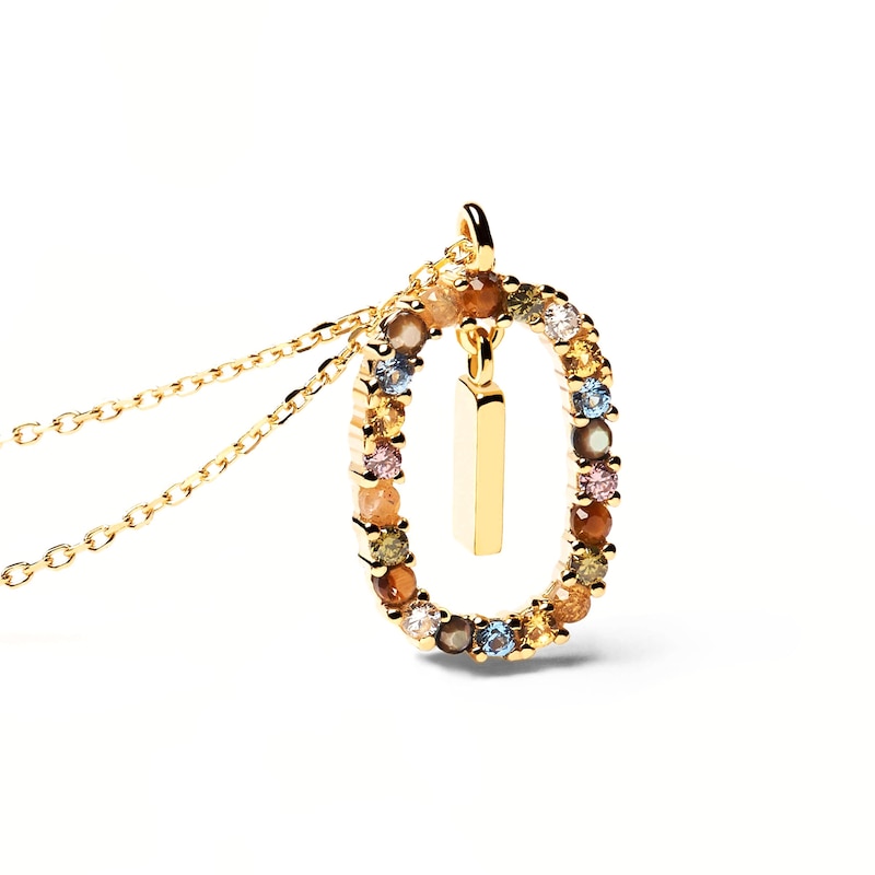 Main Image 4 of PDPAOLA™ at Zales Multi-Color "I" Pendant in Sterling Silver with 18K Gold Plate