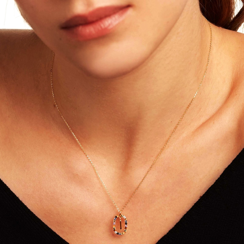Main Image 5 of PDPAOLA™ at Zales Multi-Color "I" Pendant in Sterling Silver with 18K Gold Plate