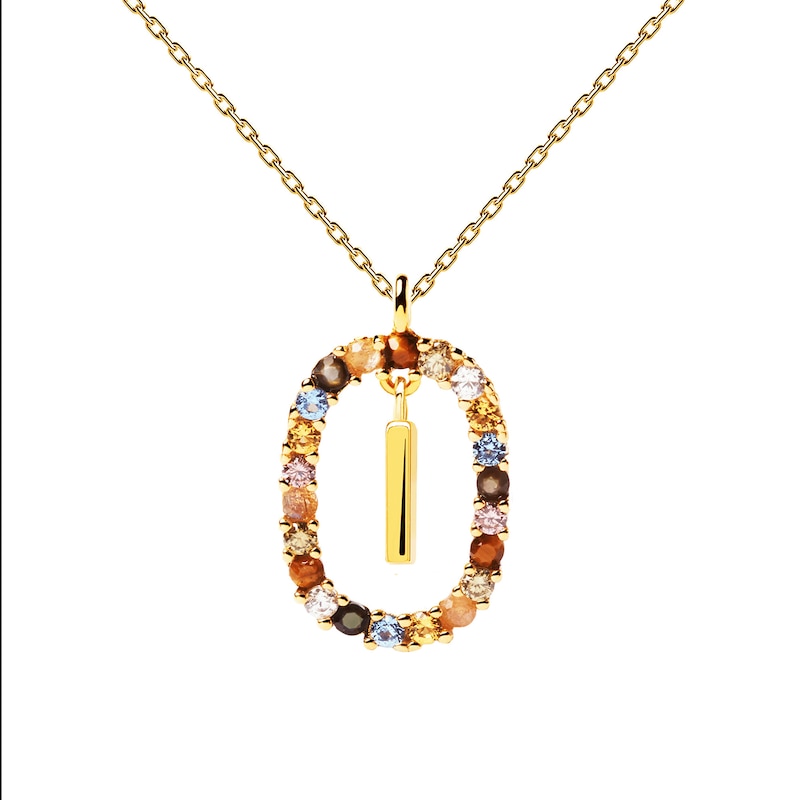 Main Image 6 of PDPAOLA™ at Zales Multi-Color "I" Pendant in Sterling Silver with 18K Gold Plate