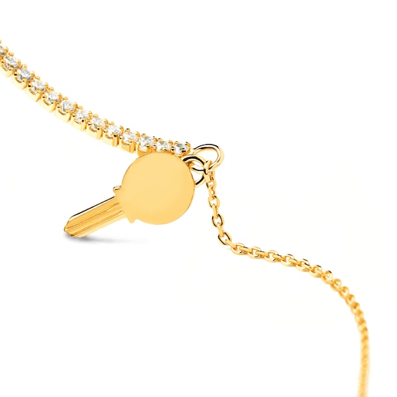 PDPAOLA⢠at Zales Cubic Zirconia Dangle Key Bracelet in Sterling Silver with 18K Gold Plate â 7.28"