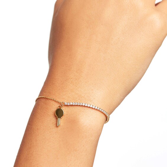 PDPAOLAâ¢ at Zales Cubic Zirconia Dangle Key Bracelet in Sterling Silver with 18K Gold Plate â 7.28"