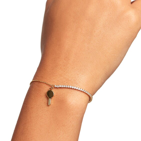 PDPAOLAâ¢ at Zales Cubic Zirconia Dangle Key Bracelet in Sterling Silver with 18K Gold Plate â 7.28"