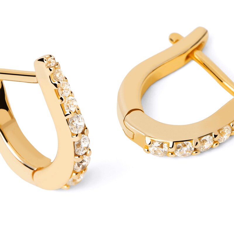Main Image 4 of PDPAOLA™ at Zales Cubic Zirconia Graduated Hoop Earrings in Sterling Silver with 18K Gold Plate