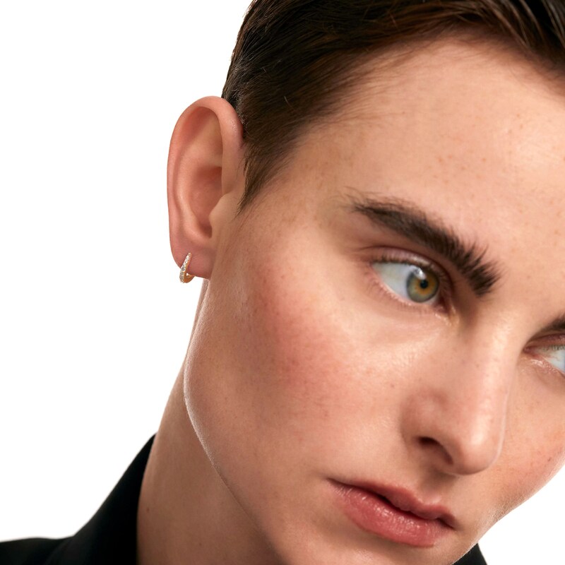 Main Image 5 of PDPAOLA™ at Zales Cubic Zirconia Graduated Hoop Earrings in Sterling Silver with 18K Gold Plate