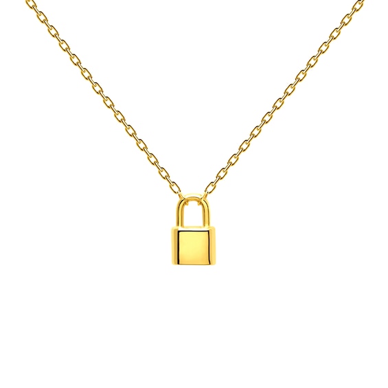 PDPAOLA™ at Zales Lock Necklace in Sterling Silver with 18K Gold Plate – 21.65"