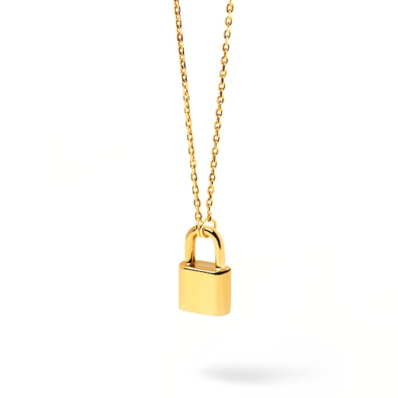 PDPAOLA™ at Zales Lock Necklace in Sterling Silver with 18K Gold Plate – 21.65"