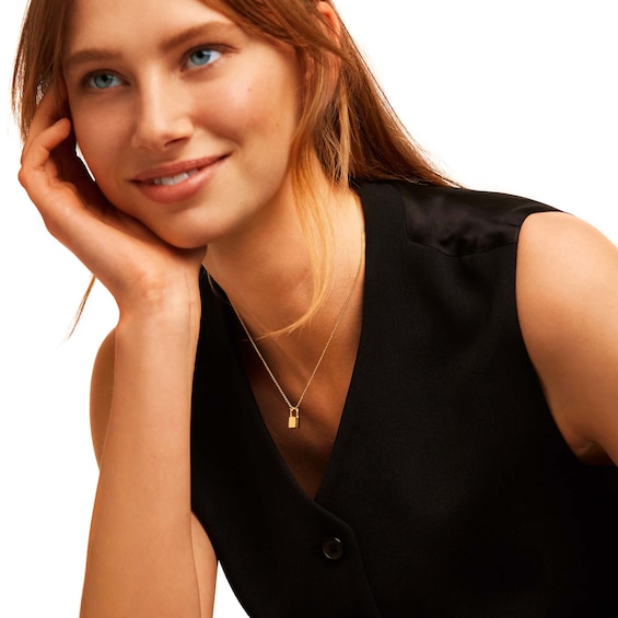 PDPAOLA™ at Zales Lock Necklace in Sterling Silver with 18K Gold Plate – 21.65"
