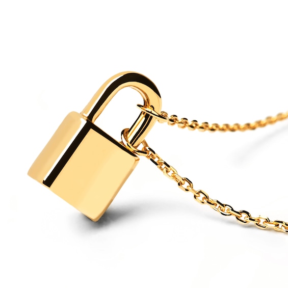 PDPAOLA™ at Zales Lock Necklace in Sterling Silver with 18K Gold Plate – 21.65"