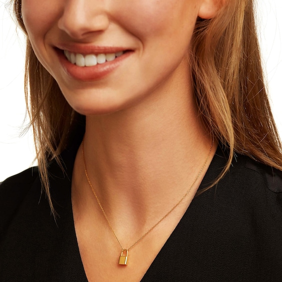 PDPAOLA™ at Zales Lock Necklace in Sterling Silver with 18K Gold Plate – 21.65"