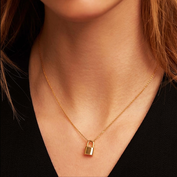 PDPAOLA™ at Zales Lock Necklace in Sterling Silver with 18K Gold Plate – 21.65"