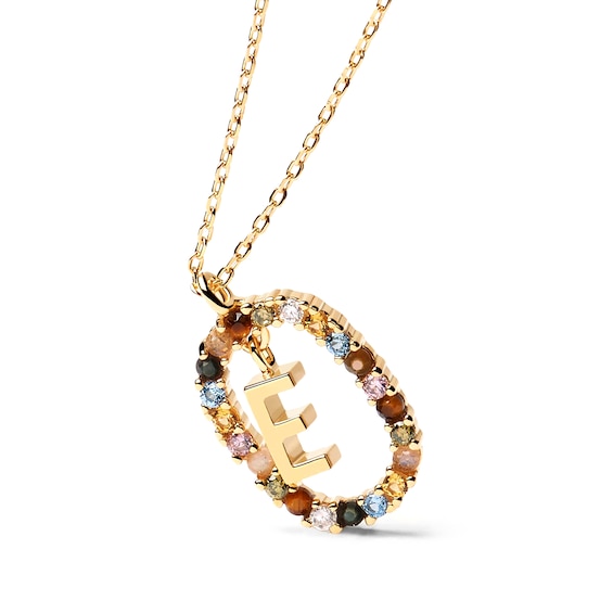 PDPAOLAâ¢ at Zales Multi-Color "E" Pendant in Sterling Silver with 18K Gold Plate