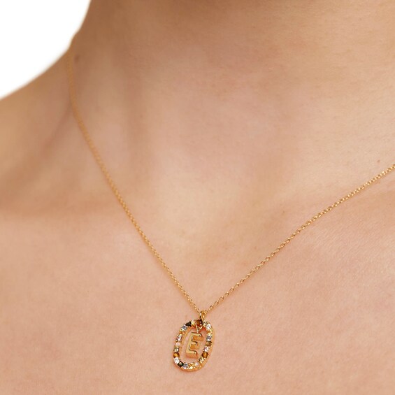 PDPAOLAâ¢ at Zales Multi-Color "E" Pendant in Sterling Silver with 18K Gold Plate