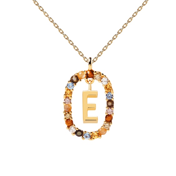 PDPAOLAâ¢ at Zales Multi-Color "E" Pendant in Sterling Silver with 18K Gold Plate