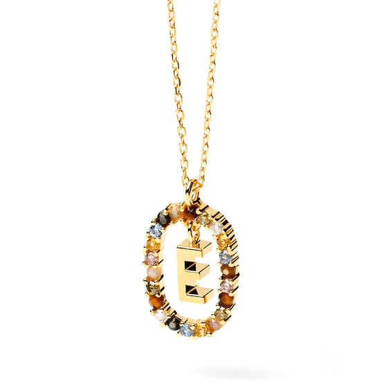 PDPAOLAâ¢ at Zales Multi-Color "E" Pendant in Sterling Silver with 18K Gold Plate