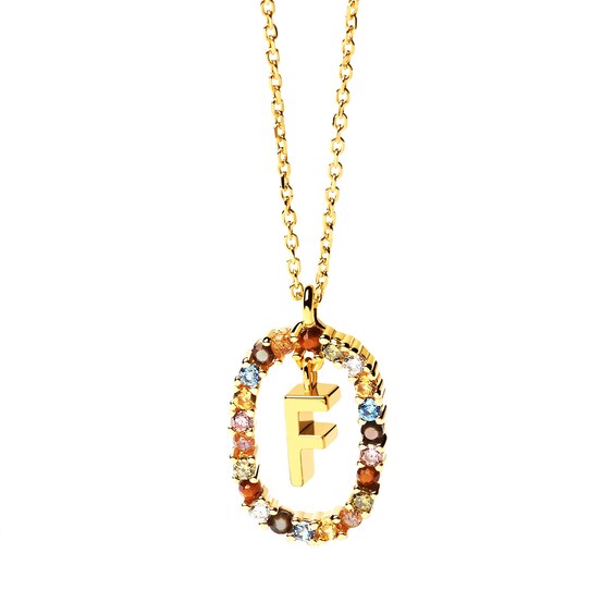 PDPAOLAâ¢ at Zales Multi-Color "F" Pendant in Sterling Silver with 18K Gold Plate