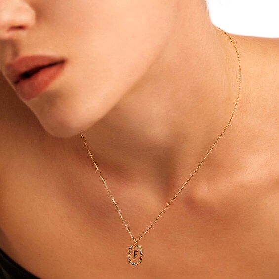 PDPAOLAâ¢ at Zales Multi-Color "F" Pendant in Sterling Silver with 18K Gold Plate