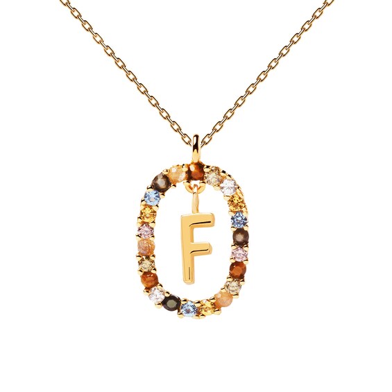 PDPAOLAâ¢ at Zales Multi-Color "F" Pendant in Sterling Silver with 18K Gold Plate
