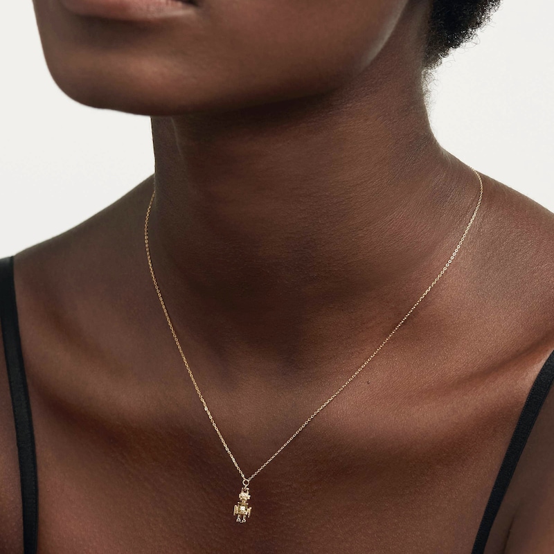 Main Image 4 of PDPAOLA™ at Zales Cubic Zirconia Robot Necklace in Sterling Silver with 18K Gold Plate – 19.69"