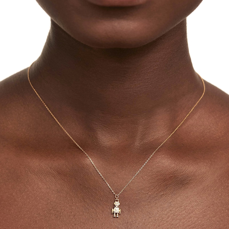 Main Image 6 of PDPAOLA™ at Zales Cubic Zirconia Robot Necklace in Sterling Silver with 18K Gold Plate – 19.69"