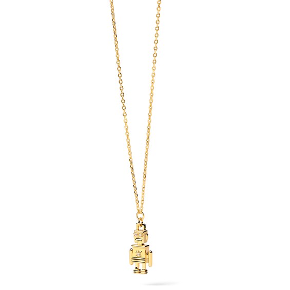 PDPAOLAâ¢ at Zales Cubic Zirconia Robot Necklace in Sterling Silver with 18K Gold Plate â 19.69"