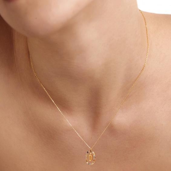 PDPAOLA™ at Zales Multi-Color "D" Pendant in Sterling Silver with 18K Gold Plate