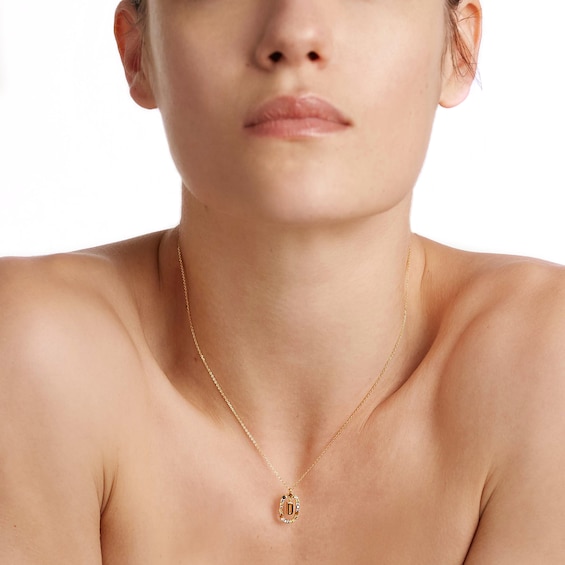 PDPAOLA™ at Zales Multi-Color "D" Pendant in Sterling Silver with 18K Gold Plate