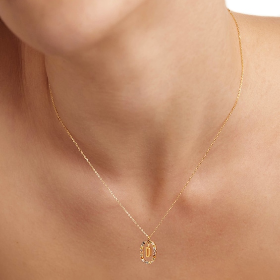 PDPAOLA™ at Zales Multi-Color "D" Pendant in Sterling Silver with 18K Gold Plate