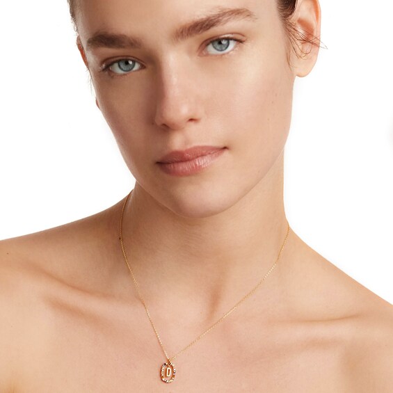 PDPAOLA™ at Zales Multi-Color "D" Pendant in Sterling Silver with 18K Gold Plate