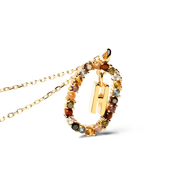 PDPAOLAâ¢ at Zales Multi-Color "H" Pendant in Sterling Silver with 18K Gold Plate