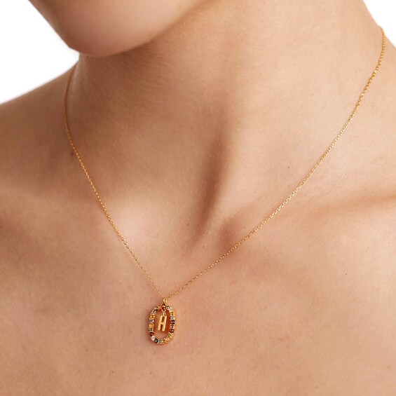 PDPAOLAâ¢ at Zales Multi-Color "H" Pendant in Sterling Silver with 18K Gold Plate