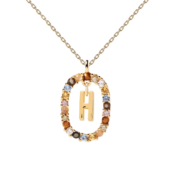 PDPAOLAâ¢ at Zales Multi-Color "H" Pendant in Sterling Silver with 18K Gold Plate