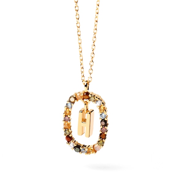 PDPAOLAâ¢ at Zales Multi-Color "H" Pendant in Sterling Silver with 18K Gold Plate