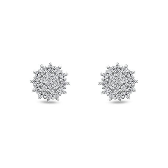 1/8 CT. T.w. Diamond Flower Stud Earrings in 10K White Gold