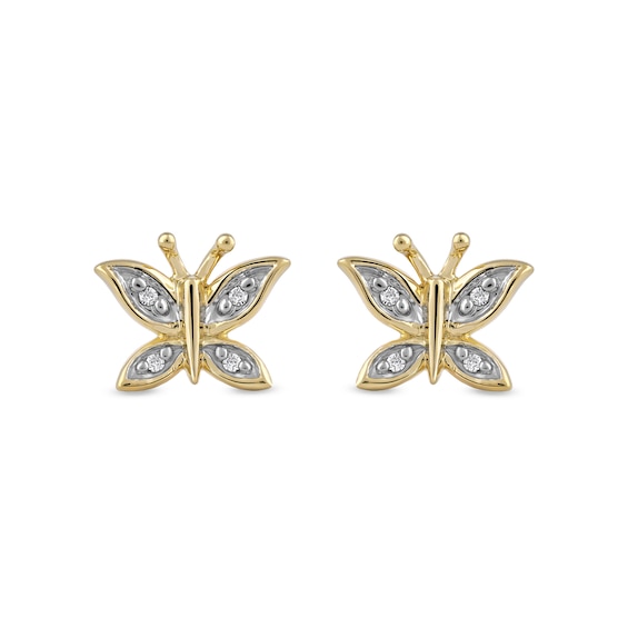 Diamond Accent Butterfly Stud Earrings in 10K Gold