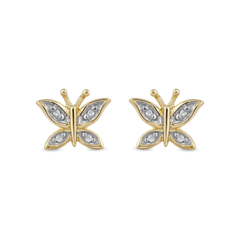 Main Image 2 of Diamond Accent Butterfly Stud Earrings in 10K Gold