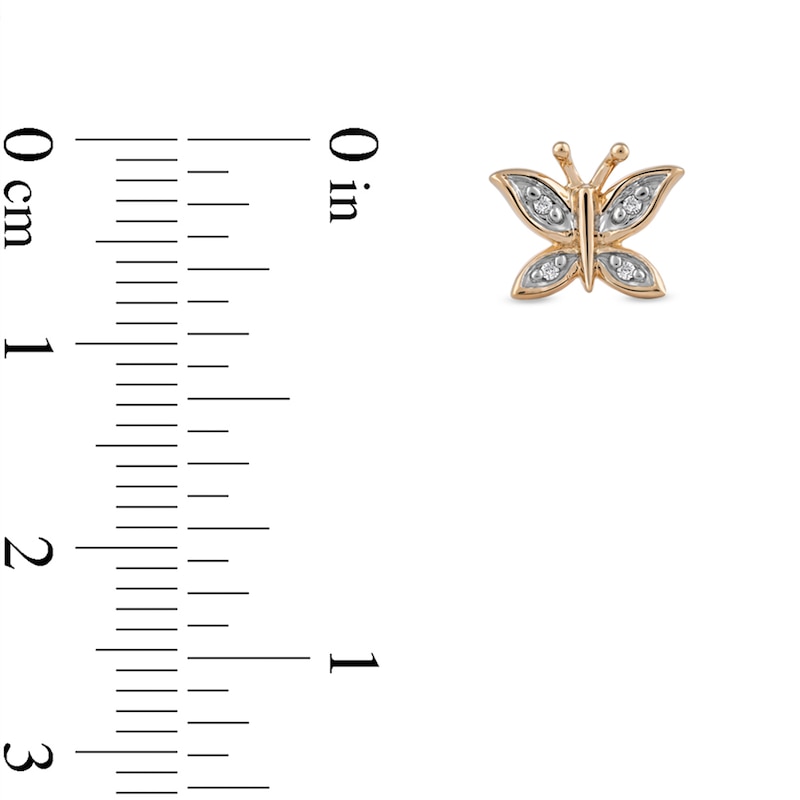 Main Image 3 of Diamond Accent Butterfly Stud Earrings in 10K Gold