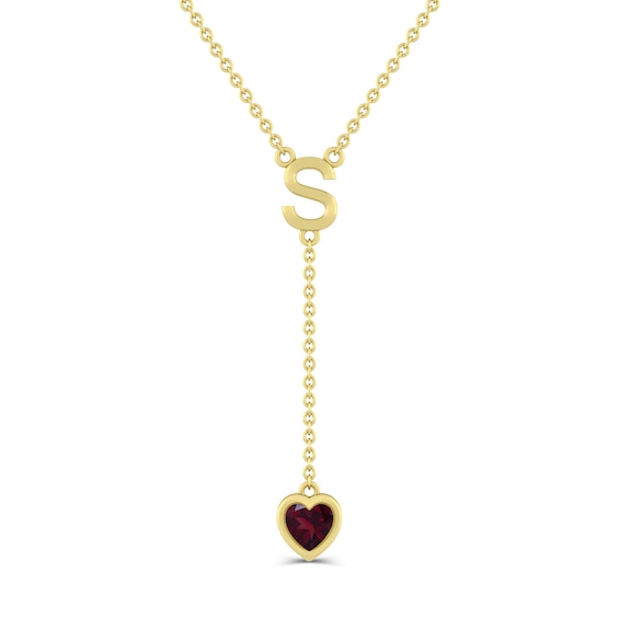 5.0mm Heart-Shaped Gemstone and Initial "Y" Necklace (1 Initial and Stone)