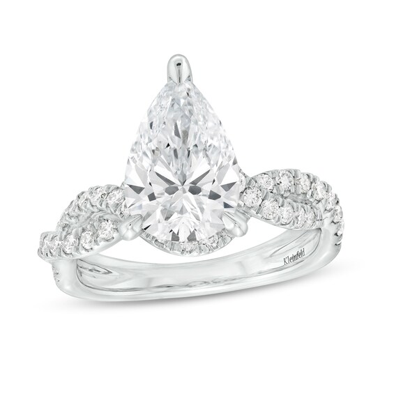 Kleinfeld® x Zales 3-1/2 CT. T.w. Certified Pear-Shaped Lab-Grown Diamond Twist Engagement Ring in Platinum (F/Vs2)