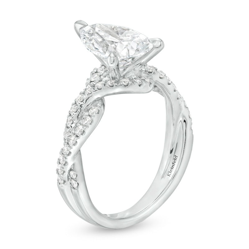 Main Image 3 of Kleinfeld® x Zales 3-1/2 CT. T.W. Certified Pear-Shaped Lab-Grown Diamond Twist Engagement Ring in Platinum (F/VS2)