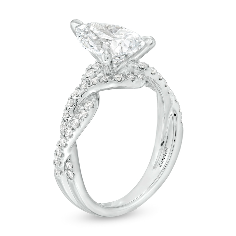 Kleinfeld® x Zales 3-1/2 CT. T.W. Certified Pear-Shaped Lab-Created Diamond Twist Engagement Ring in Platinum (F/VS2)