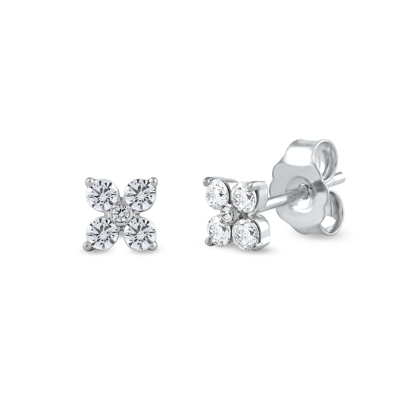 1/4 CT. T.W. Diamond Four-Point Flower Stud Earrings in 10K White Gold