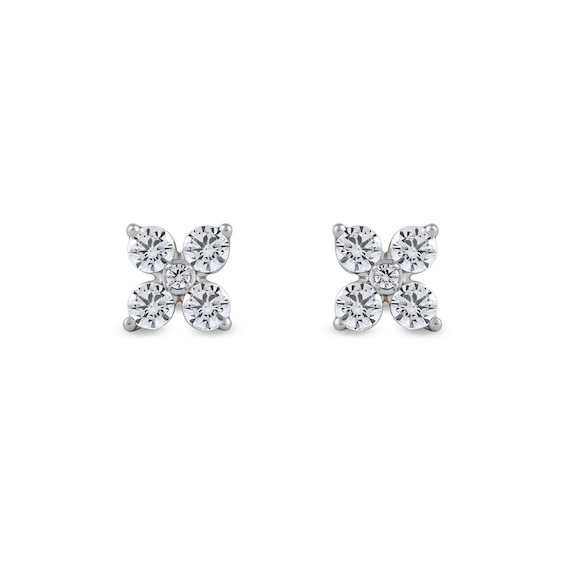 1/4 CT. T.w. Diamond Four-Point Flower Stud Earrings in 10K White Gold